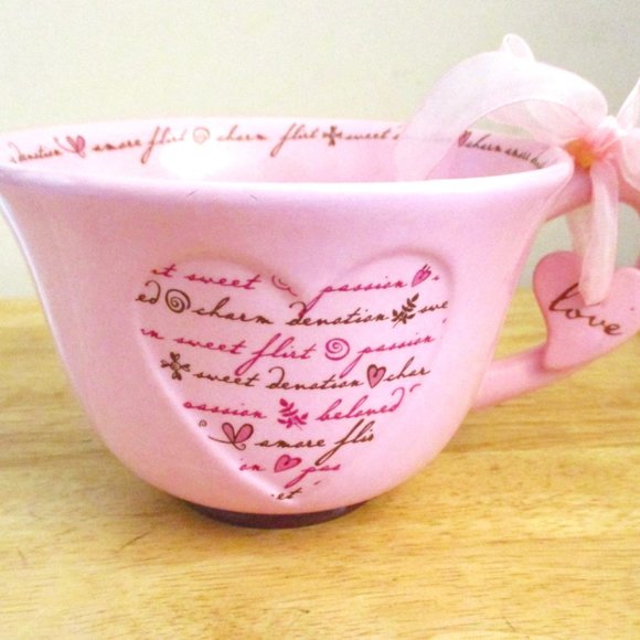 Starbucks 2006 Valentine's Love Coffee Mug/Cup, Pink, Hand Painted, Heart Charm - Picture 1 of 13